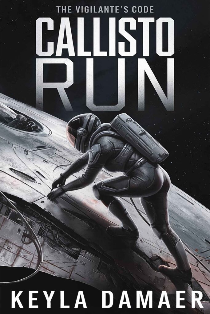 Cover of the series The Vigilante's Code - Sci-fi Thriller - Lauren Kutyna in an EVA suit